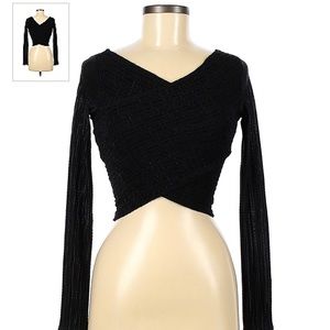 Black Wrap Long Sleeve Top